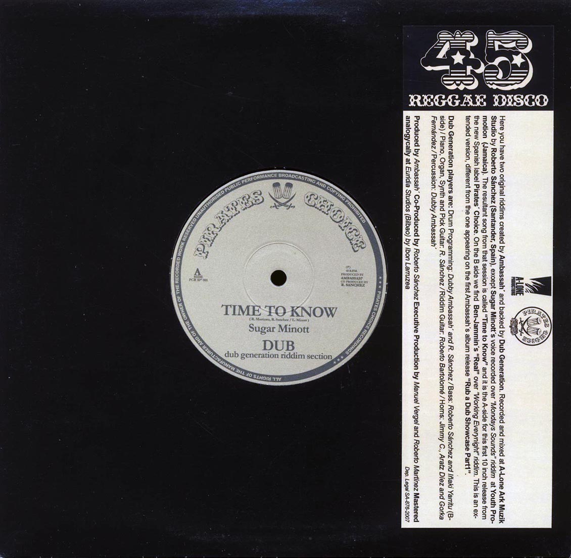 Sugar Minott - Time To Know / Ben Jammin' - Real / 10" Vinyl, Pirates Choice