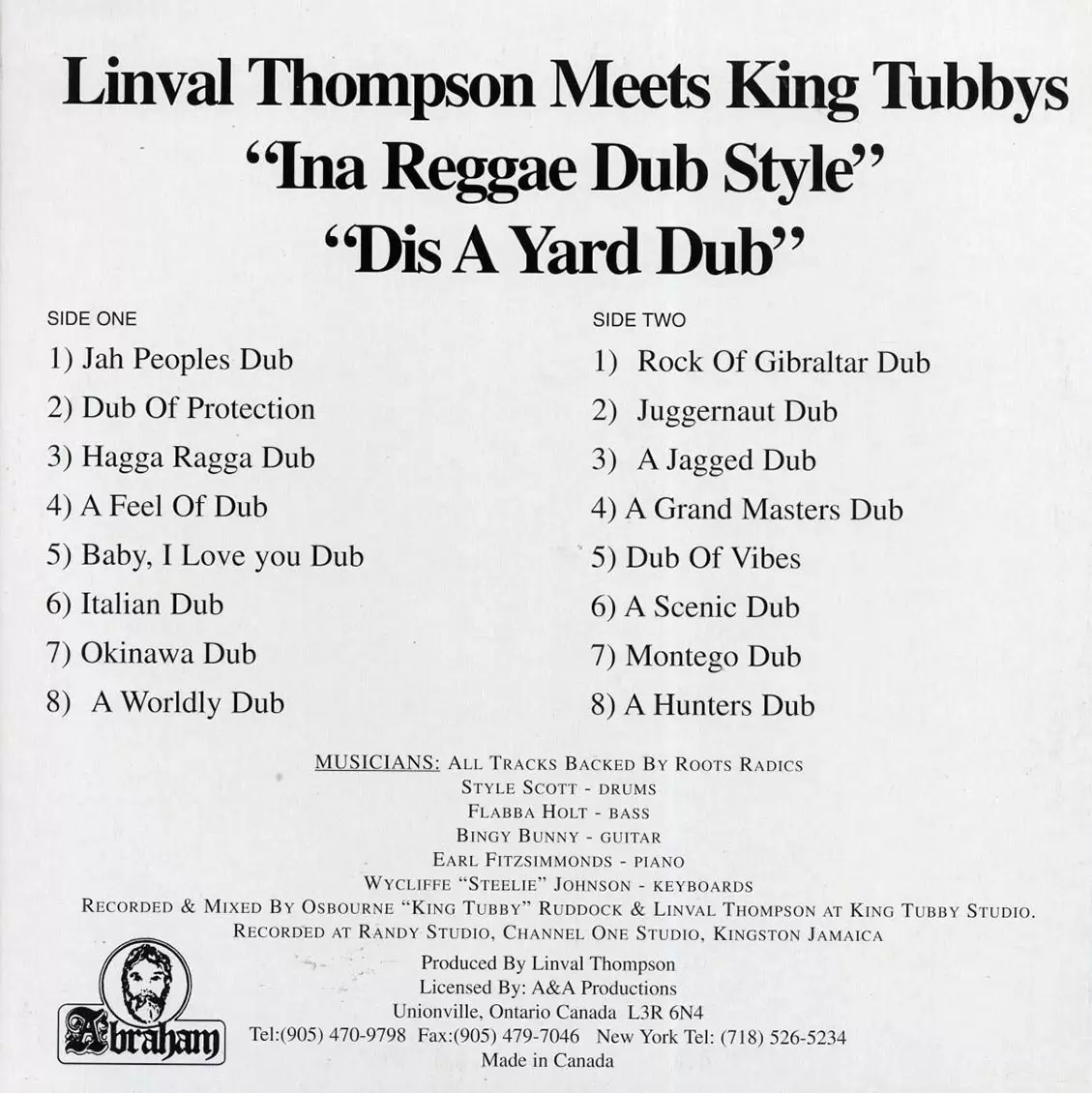 King Tubby - Linval Thompson Meets King Tubby In Reggae Dub Style